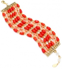 Rachel Reinhardt Caroline Multi-Row Coral Beaded Bracelet