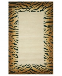 Beyond borders. This rug's gorgeous border design is created using a unique dying technique that results in ombre shading rather than a solid color--offering a lush, textured effect. Pair it with the Seville Tiger rug for a bold, exotic update in your home. Beyond borders. This rug's gorgeous border design is created using a unique dying technique that results in ombre shading rather than a solid color--offering a lush, textured effect. Pair it with the Seville Tiger rug for a bold, exotic update in your home.