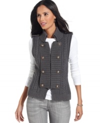Mix the military-inspired trend into your wardrobe with a chic petite sweater vest from Style&co. Mix the military-inspired trend into your wardrobe with a chic petite sweater vest from Style&co.