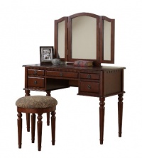 Bobkona St. Croix Collection Vanity Set with Stool, Cherry Bobkona St. Croix Collection Vanity Set with Stool, Cherry