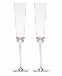It's all in the details. A silver-plated base, classic silhouette and sweet pewter ribbons fill kate spade's Grace Avenue flutes with preppy, feminine charm. It's all in the details. A silver-plated base, classic silhouette and sweet pewter ribbons fill kate spade's Grace Avenue flutes with preppy, feminine charm.