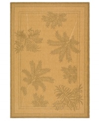 One with nature. This flat-weave indoor/outdoor area rug from Safavieh comes alive with a natural fern frond motif that adds a lush, leafy allure to the rich, golden ground. One with nature. This flat-weave indoor/outdoor area rug from Safavieh comes alive with a natural fern frond motif that adds a lush, leafy allure to the rich, golden ground.