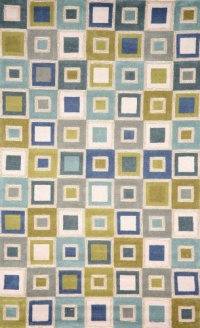 Liora Manne Spello Big Squares Rug, 7-Feet 6-Inch by 9-Feet 6-Inch, Ocean Liora Manne Spello Big Squares Rug, 7-Feet 6-Inch by 9-Feet 6-Inch, Ocean