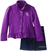 Calvin Klein Girls 2-6X Jacket with Denim Skirt 4-6X, Purple, 6 Calvin Klein Girls 2-6X Jacket with Denim Skirt 4-6X, Purple, 6
