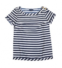 Tommy Hilfiger Women Boat Stripe Bateau Short Sleeve Top