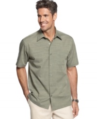 Pull yourself together. You'll have no problem completing a casually cool look with this striped, no-iron shirt from Van Heusen. Pull yourself together. You'll have no problem completing a casually cool look with this striped, no-iron shirt from Van Heusen.