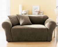 In a soft, waffle-weave textured knit the Stretch Pique slipcover stretches up to 40% to conform to hard-to-fit furniture. Memory stretch fabric and all-around elastic provide a clean, sleek look that stays put. In a soft, waffle-weave textured knit the Stretch Pique slipcover stretches up to 40% to conform to hard-to-fit furniture. Memory stretch fabric and all-around elastic provide a clean, sleek look that stays put.