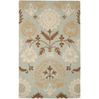 Safavieh Blossom Collection Handmade Blue Hand-Spun Wool Area Rug, 4-Feet by 6-Feet Safavieh Blossom Collection Handmade Blue Hand-Spun Wool Area Rug, 4-Feet by 6-Feet