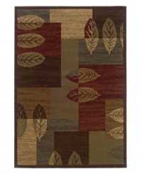 An abstract pattern rendered in rich earthtones teams with a stenciled leaf motif, infusing your home with warmth and character. Woven from super soft polypropylene for superior stain resistance and durability, this magnificent area rug from Sphinx will maintain its lush texture and rich coloration for years to come. (Clearance) An abstract pattern rendered in rich earthtones teams with a stenciled leaf motif, infusing your home with warmth and character. Woven from super soft polypropylene for superior stain resistance and durability, this magnificent area rug from Sphinx will maintain its lush texture and rich coloration for years to come. (Clearance)