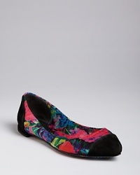 B Brian Atwood makes these pointed toe flats flatly fashionable in a riot of neon color contained by neutral cap toes. B Brian Atwood makes these pointed toe flats flatly fashionable in a riot of neon color contained by neutral cap toes.