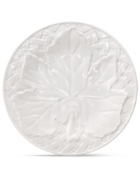 A classic basketweave pattern embossed in white porcelain gives these Martha Stewart Collection salad plates a charming elegance that complements Pumpkin serveware. A classic basketweave pattern embossed in white porcelain gives these Martha Stewart Collection salad plates a charming elegance that complements Pumpkin serveware.