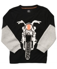 He was born to ride in this motorcycle graphic tee from Carter's. He was born to ride in this motorcycle graphic tee from Carter's.