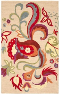Safavieh Blossom Collection BLM680A Handmade Beige and Multi Hand Spun Wool Area Rug, 3-Feet by 5-Feet Safavieh Blossom Collection BLM680A Handmade Beige and Multi Hand Spun Wool Area Rug, 3-Feet by 5-Feet