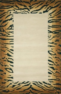 Liora Manne Seville Tiger Border Hand Tufted Rug, 8-Feet Round, Brown Liora Manne Seville Tiger Border Hand Tufted Rug, 8-Feet Round, Brown