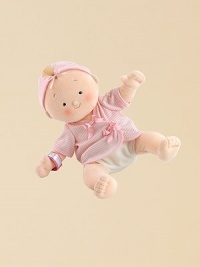 Super-soft velour makes this sweet doll the perfect pal to play and snuggle with. Embroidered facial features ID bracelet for personalization Removable cotton jersey knit wrap top Fleece diaper with grip-tape closure Outie belly bottom A streak of blonde hair Creative Child magazine Seal of Excellence 15H X 12W X 5D Imported Recommended for ages 2 and up Super-soft velour makes this sweet doll the perfect pal to play and snuggle with. Embroidered facial features ID bracelet for personalization Removable cotton jersey knit wrap top Fleece diaper with grip-tape closure Outie belly bottom A streak of blonde hair Creative Child magazine Seal of Excellence 15H X 12W X 5D Imported Recommended for ages 2 and up