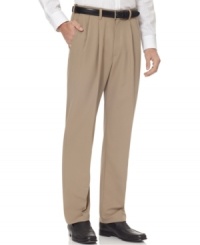 Lightweight and ready for the road, these wrinkle-free Haggar dress pants make a great choice for a guy on the go. Lightweight and ready for the road, these wrinkle-free Haggar dress pants make a great choice for a guy on the go.