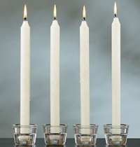 White Candles Taper 6 Inch. Burn 5 Hours Set of 72 White Candles Taper 6 Inch. Burn 5 Hours Set of 72