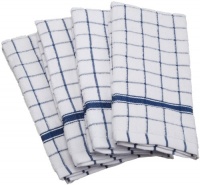 Excello Deluxe Windowpane Terry Towel, White with Smoke Blue, Set of 4 Excello Deluxe Windowpane Terry Towel, White with Smoke Blue, Set of 4