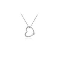 Designer Open Floating Heart Sleek Sterling Silver Pendant Designer Open Floating Heart Sleek Sterling Silver Pendant
