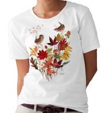 Fall Foliage and Wren T-shirt/tee by Valerie Pfeiffer Fall Foliage and Wren T-shirt/tee by Valerie Pfeiffer
