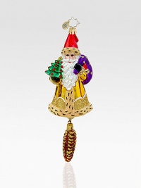 A sparkling pine cone swings from the bottom of this timeless, nature-inspired Santa heirloom. Hand-blownHand-painted7 highMade in Poland A sparkling pine cone swings from the bottom of this timeless, nature-inspired Santa heirloom. Hand-blownHand-painted7 highMade in Poland