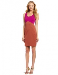 HALSTON HERITAGE Women's Sleeveless Color Blocked Ponte Dress, Bright Magenta/Spice, 4 HALSTON HERITAGE Women's Sleeveless Color Blocked Ponte Dress, Bright Magenta/Spice, 4