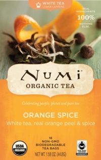 Numi Organic Tea White Orange Spice, Full Leaf White Tea, 16-Count Tea Bags (Pack of 2)