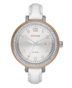 An oversized case contrasts gorgeously with the ultra-thin strap of this Bridgette watch by Fossil.