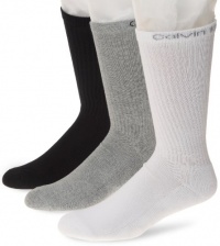 Calvin Klein Men's 3 Pack Athletic Crew Socks, Oxford/White/Black, 7-12 Calvin Klein Men's 3 Pack Athletic Crew Socks, Oxford/White/Black, 7-12