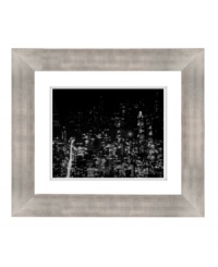 Give grand spaces a big city feel. The New York skyline is a blur of bright lights in this enormous black-and-white print from Lauren Ralph Lauren. With a modern wood frame and white mat. Give grand spaces a big city feel. The New York skyline is a blur of bright lights in this enormous black-and-white print from Lauren Ralph Lauren. With a modern wood frame and white mat.
