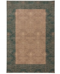 A stately, stenciled bordered design takes shape beautifully, imparting a quiet elegance. Thick and resilient underfoot, this plush piece is woven from 2-ply nylon pile, ensuring easy care and long-lasting wear. A stately, stenciled bordered design takes shape beautifully, imparting a quiet elegance. Thick and resilient underfoot, this plush piece is woven from 2-ply nylon pile, ensuring easy care and long-lasting wear.