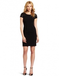 BCBGMAXAZRIA Women's Charlize Sheath Dress With Sequin Shoulder, Black, 10 BCBGMAXAZRIA Women's Charlize Sheath Dress With Sequin Shoulder, Black, 10