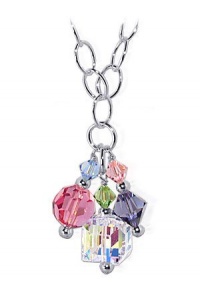 Sterling Silver Multicolor Crystal Oval Shape Chain Necklace Made with Swarovski Elements Sterling Silver Multicolor Crystal Oval Shape Chain Necklace Made with Swarovski Elements