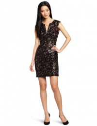 BCBGMAXAZRIA Women's Kaya Floral Sequin Embroidered Cocktail, Black, 6