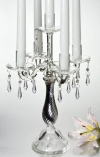 5 LIGHT CRYSTAL CANDELABRA W SILVER SWIRL STEM - candelabra 5 LIGHT CRYSTAL CANDELABRA W SILVER SWIRL STEM - candelabra