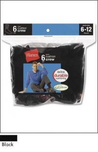 Hanes Active Work Crew Socks 6 Pack Black # 185/6B Hanes Active Work Crew Socks 6 Pack Black # 185/6B