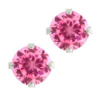 3.00 Ct .925 Sterling Silver Pink CZ Round Stud Earrings 6MM 3.00 Ct .925 Sterling Silver Pink CZ Round Stud Earrings 6MM