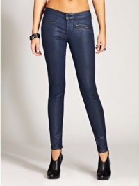 GUESS Women's Moto Zip Skinny Jeans in Navy Foil GUESS Women's Moto Zip Skinny Jeans in Navy Foil