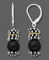 Fashion forward with a lasting appeal. These lever-back drop earrings feature onyx (8 mm) set in 14k gold and sterling silver.