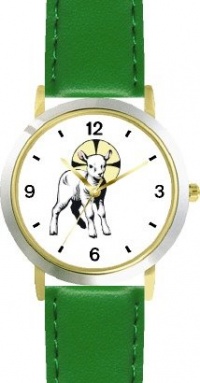 The Lamb with Halo Christian Theme - WATCHBUDDY® DELUXE TWO-TONE THEME WATCH - Arabic Numbers - Green Leather Strap-Size-Large ( Men's Size or Jumbo Women's Size ) The Lamb with Halo Christian Theme - WATCHBUDDY® DELUXE TWO-TONE THEME WATCH - Arabic Numbers - Green Leather Strap-Size-Large ( Men's Size or Jumbo Women's Size )