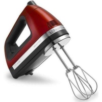 KitchenAid 9-Speed Digital Display Hand Mixer candy apple red - With (Free Dough hooks, whisk, milk shake liquid blender rod attachment and accessory bag) Candy Apple Red