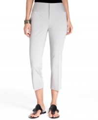 A clean, wide waistband and welt pockets give INC's petite cropped pants sleek minimalist appeal. A clean, wide waistband and welt pockets give INC's petite cropped pants sleek minimalist appeal.