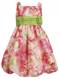 Size-6, Pink, BNJ-8398R, Watercolor Floral Print Rosette Waist Shatung Bubble Dress,Bonnie Jean Little Girls Party Dress Size-6, Pink, BNJ-8398R, Watercolor Floral Print Rosette Waist Shatung Bubble Dress,Bonnie Jean Little Girls Party Dress