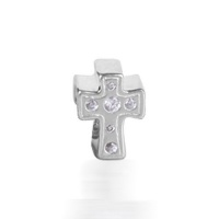 Bling Jewelry Cross Clear CZ 925 Sterling Silver Inspirational Bead Chamilia Compatible Bling Jewelry Cross Clear CZ 925 Sterling Silver Inspirational Bead Chamilia Compatible
