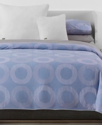 The sky's the limit with this Orion comforter set from Lacoste. Features a white and grey circular shape pattern on a soft blue background for a contemporary appeal. Reverses to self. The sky's the limit with this Orion comforter set from Lacoste. Features a white and grey circular shape pattern on a soft blue background for a contemporary appeal. Reverses to self.