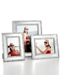 Your entire room will sparkle with Leeber's fabulous Mirrored picture frame, featuring reflective glass trimmed with faceted beads. Your entire room will sparkle with Leeber's fabulous Mirrored picture frame, featuring reflective glass trimmed with faceted beads.