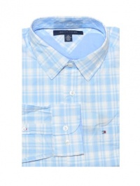 Tommy Hilfiger Men Long Sleeve Logo Plaid Shirt Tommy Hilfiger Men Long Sleeve Logo Plaid Shirt