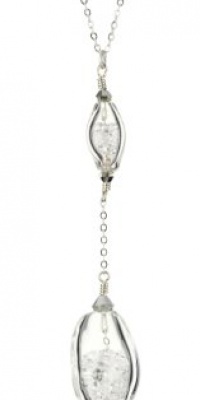 Jamie Kole Dew Drop Sterling Silver and Swarovski Crystal Double Glass Pendant Necklace Jamie Kole Dew Drop Sterling Silver and Swarovski Crystal Double Glass Pendant Necklace