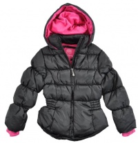 Weatherproof Girls Black & Fuchsia Bubble Jacket (4) Weatherproof Girls Black & Fuchsia Bubble Jacket (4)