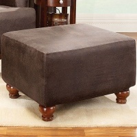 Sure Fit Stretch Leather Ottoman Slipcover, Brown Sure Fit Stretch Leather Ottoman Slipcover, Brown
